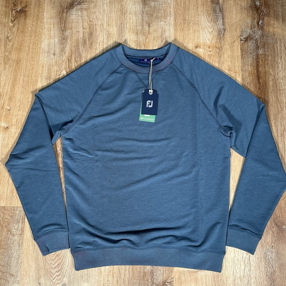 NEW FOOTJOY Drirelease Men's Small FRENCH TERRY CREWNECK SWEATER INK Heather